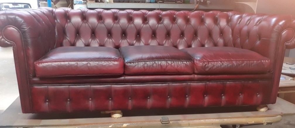 Leather chair restoration process demonstration